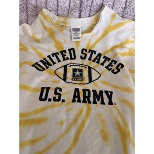 PINK Victoria’s Secret U.S. Army Tie Dye Sweatshirt Yellow White Cropped